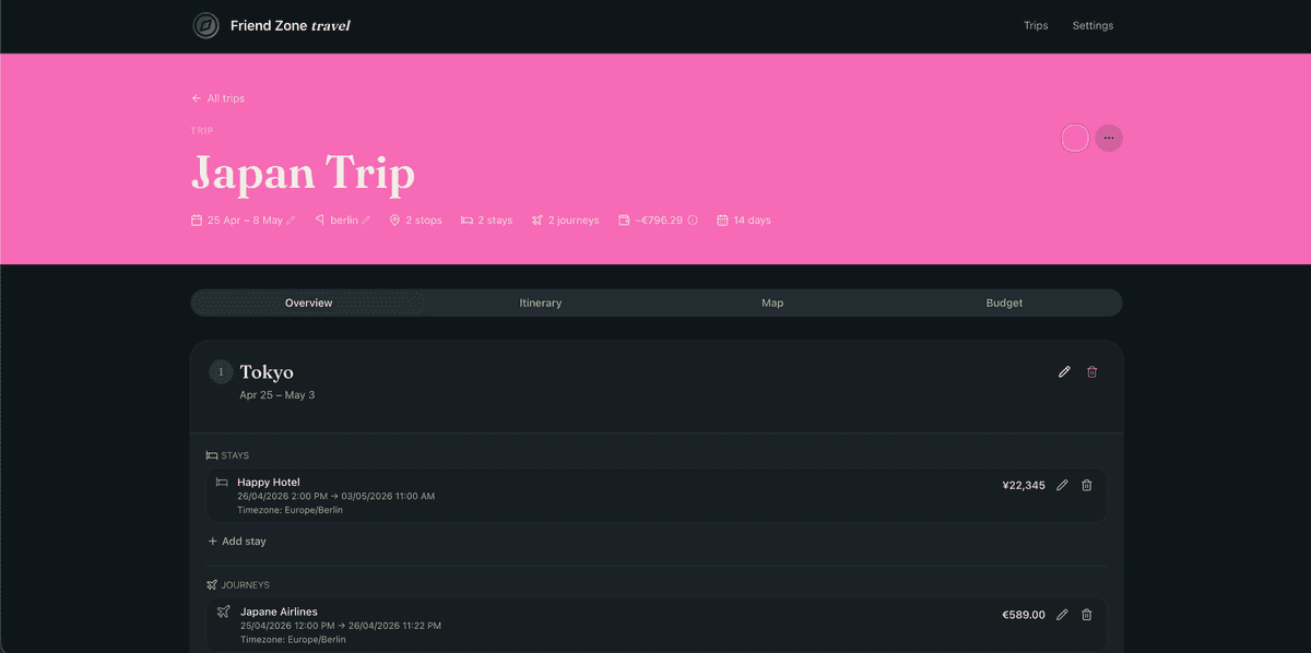 Friend Zone Travel Planner